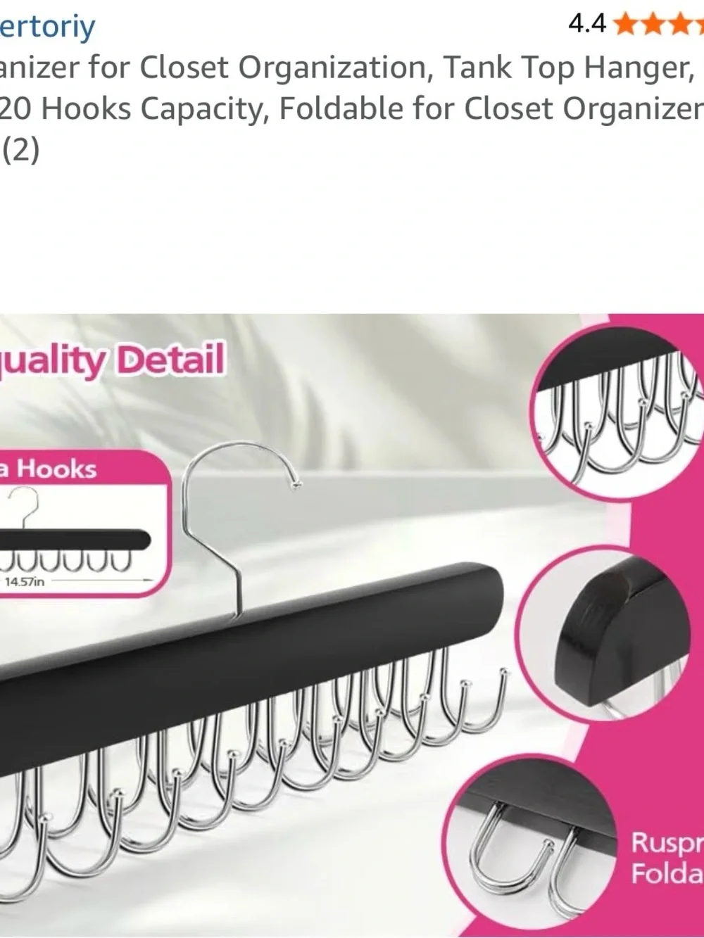 Space Saving Wooden Tank Top Bra Hangers Lot of 7 Closet Organizer 20 Hooks